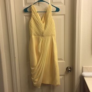 Pale yellow bridesmaid dress
